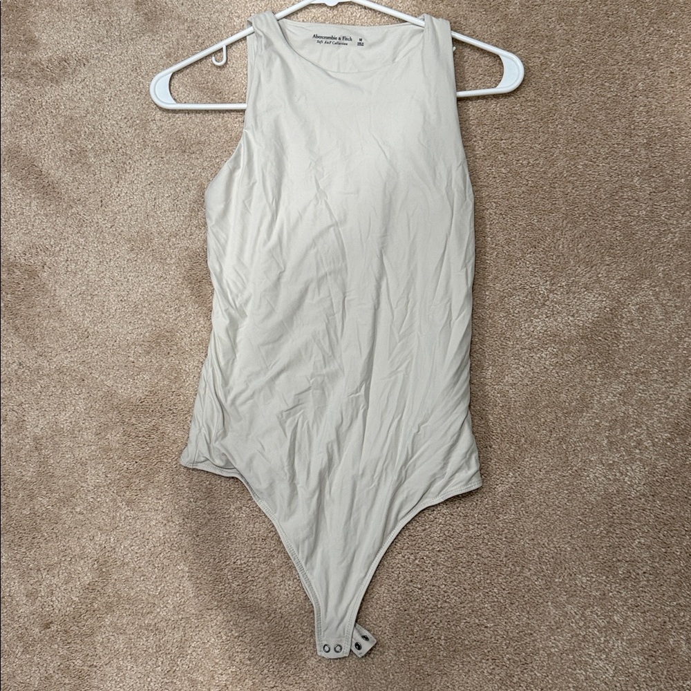 A&F super soft collection taupe/ Cream Sleeveless Bodysuit. Size M